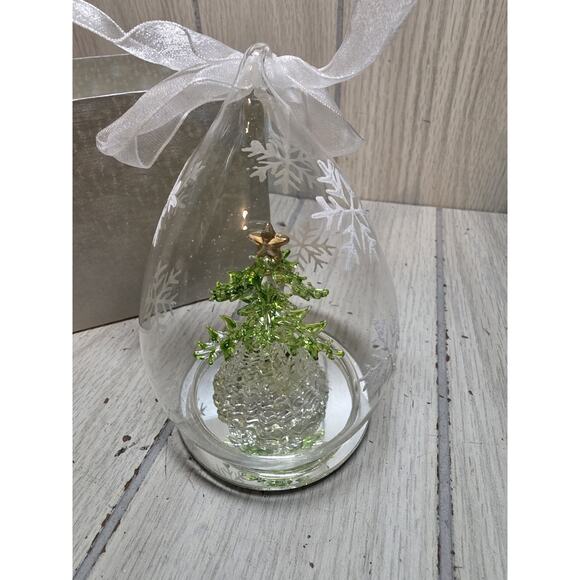 Spun Blown Glass Lighted Ornament Snowman Christma Tree Changes Color Gift Box - Picture 12 of 13